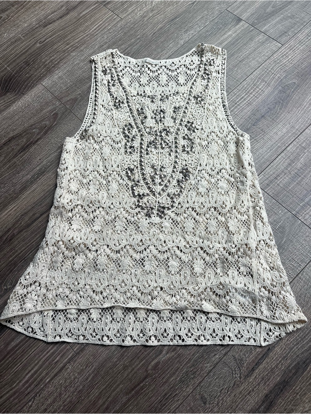 Ecote Cream Crochet Lace Tank Top